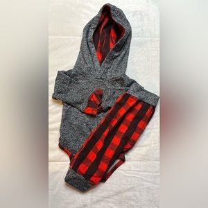 EUC Buffalo Plaid Hooded Pullover Shirt & Pants Set